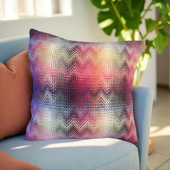 Missoni Italy NWT Luxury Multicolor Zigzag Pattern Down Filled Accent Pillow - Picture 3 of 10